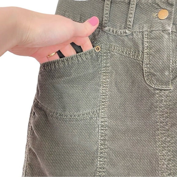 Vintage Y2K Tom K Nguyen Velvet Skirt Womens Size 2 XS Army Green Military Core - Picture 3 of 8